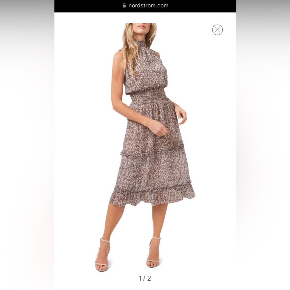 1.STATE Floral Smocked Neck Minidress